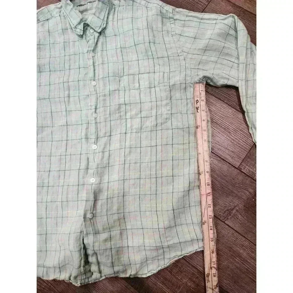 Alan Flusser Shirt Mens Large Green Pastel Colors Button Up Cotton Preppy - Picture 4 of 6